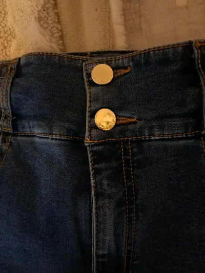 Jeans ajustados de mezclilla azul oscuro talla M - miniatura 2