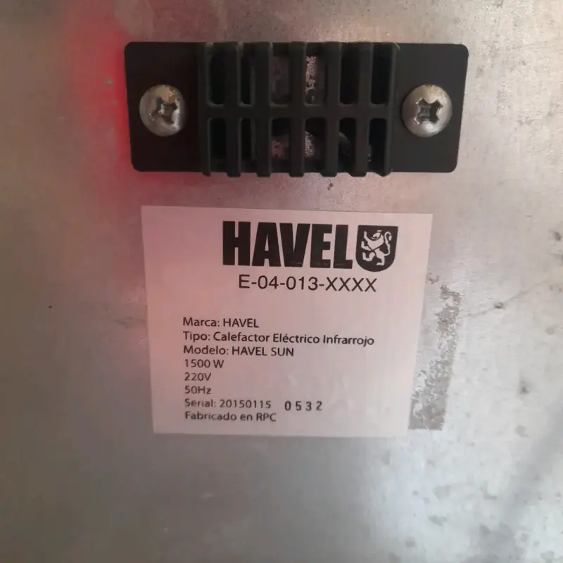 Calefactor eléctrico infrarrojo Havel Sun 1500W - 2