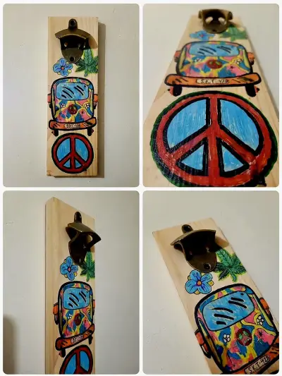 Destapador de pared con diseño hippie - miniatura 1
