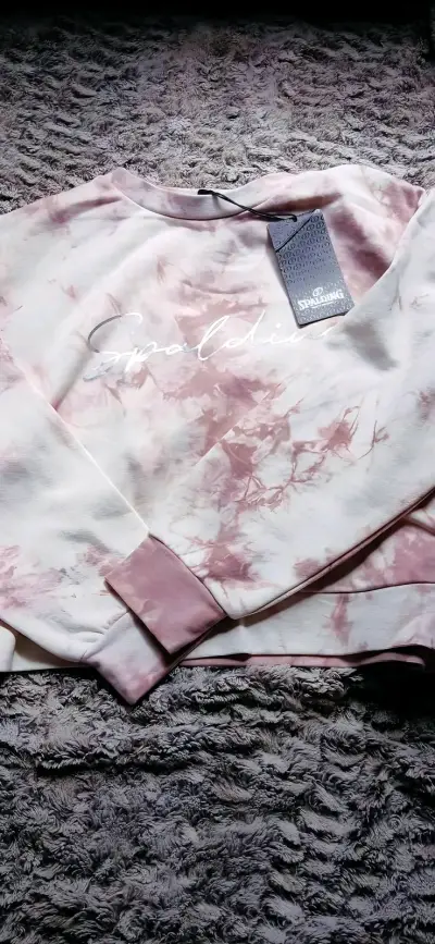 Polerón tie-dye Spalding rosa y blanco - miniatura 1