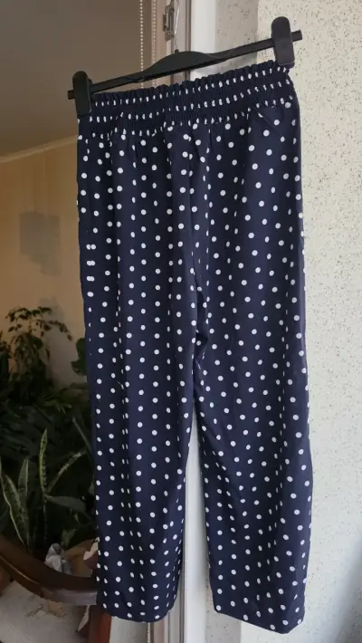 Pantalones de lunares azul marino para mujer - miniatura 2