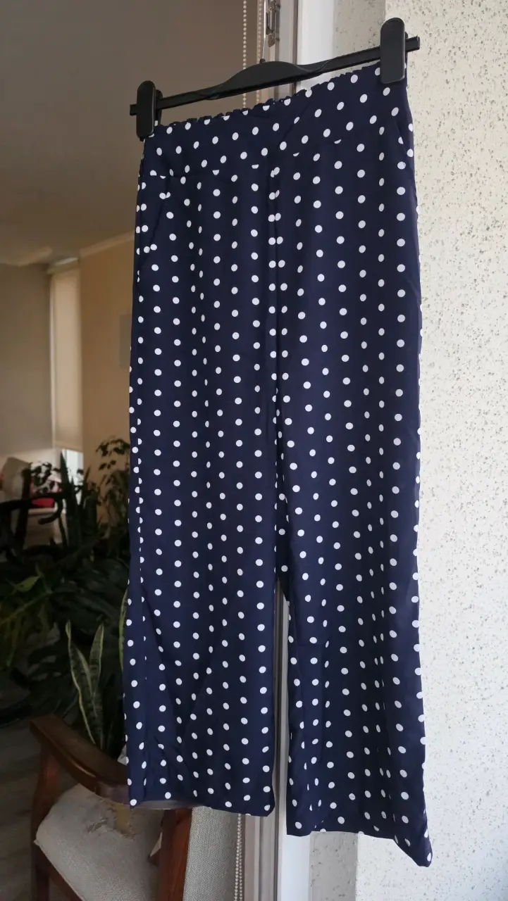 Pantalones de lunares azul marino para mujer - 3