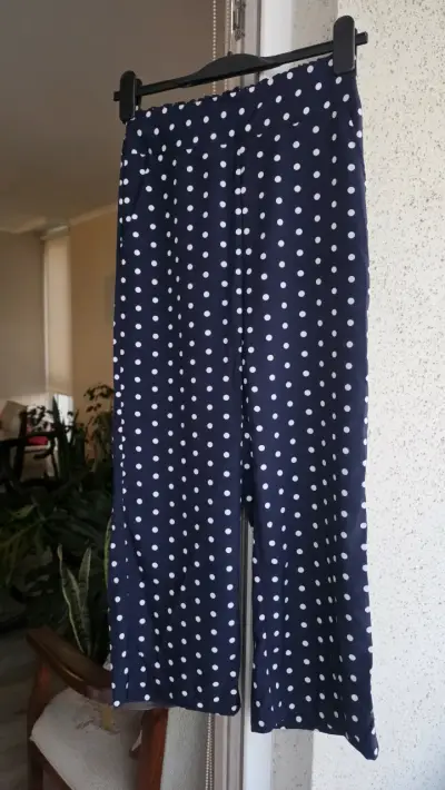 Pantalones de lunares azul marino para mujer - miniatura 3