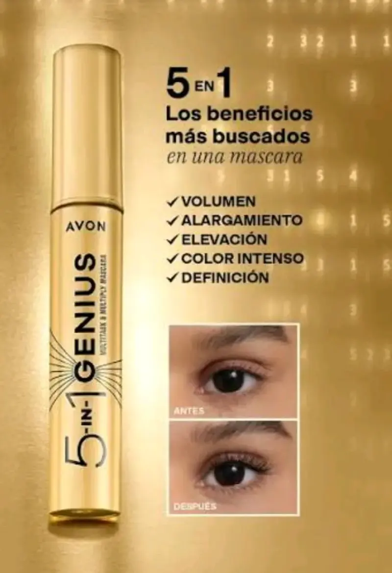 Máscara de Pestañas 5 en 1 Avon Genius