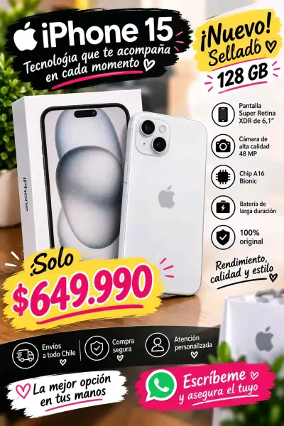 iPhone 15 128GB Nuevo Sellado - miniatura 1