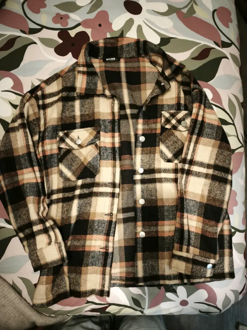 Camisa de franela a cuadros marrón mujer