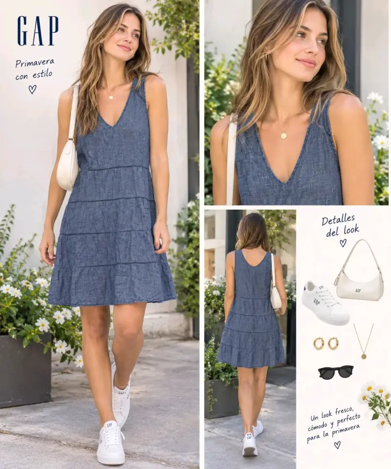 Vestido de tela sin mangas GAP talla S - 1