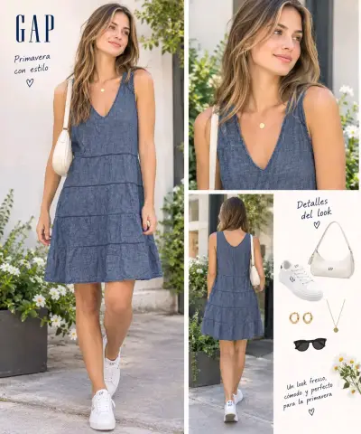Vestido de tela sin mangas GAP talla S - miniatura 1