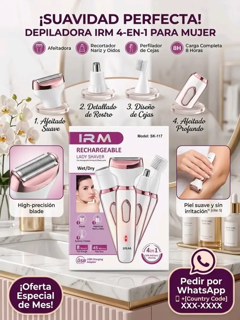Depiladora Recargable IRM 4-en-1 para Mujer - 1