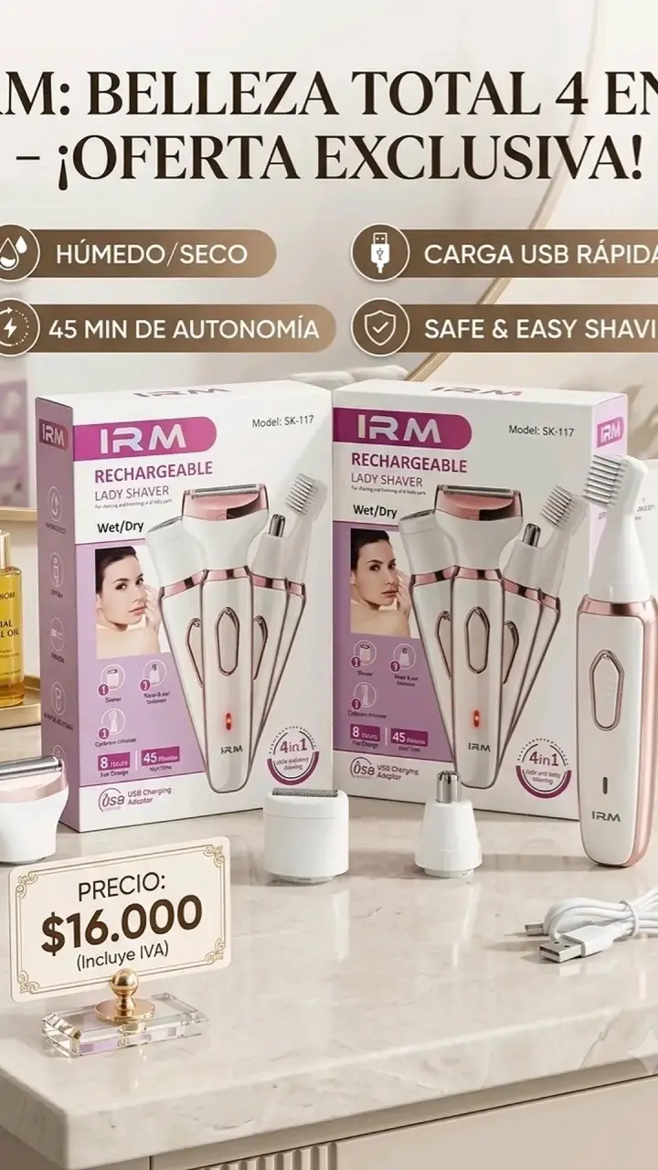 Depiladora Recargable IRM 4-en-1 para Mujer - 4