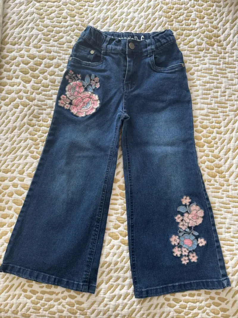 Jeans con flores bordadas Limonada T.6 - 1