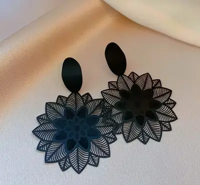 Aros colgantes mod mandalas color negro - miniatura 1