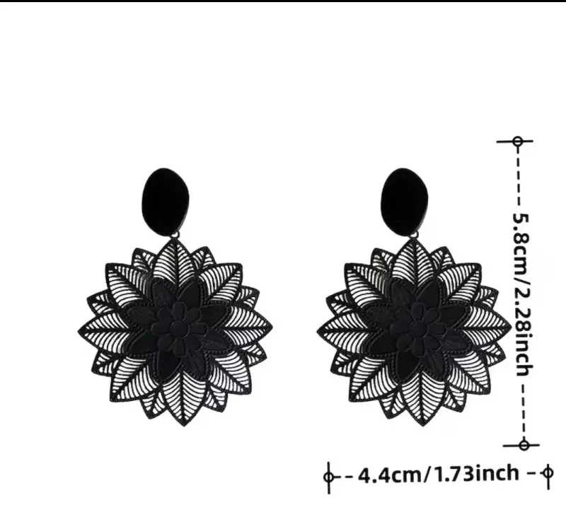 Aros colgantes mod mandalas color negro - 2