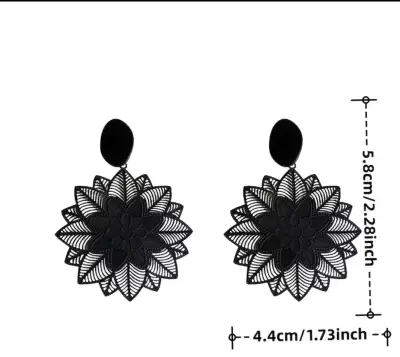 Aros colgantes mod mandalas color negro - miniatura 2