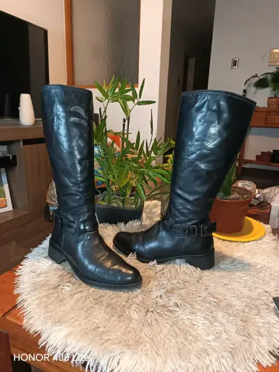 Botas Italianas de cuero negras para mujer - miniatura 4