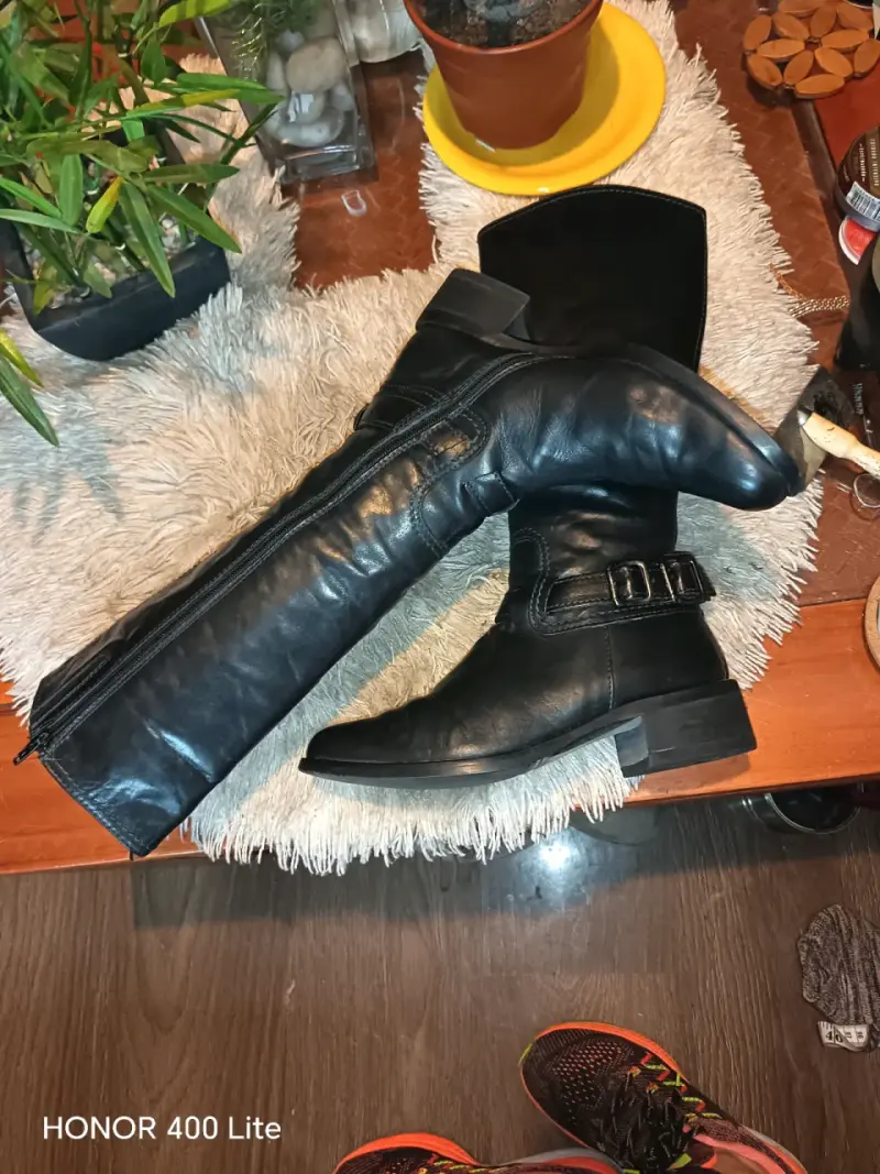Botas Italianas de cuero negras para mujer - 5