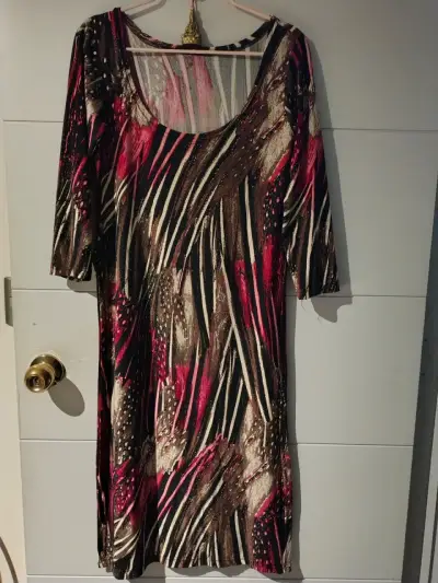 Vestido estampado multicolor de manga 3/4 - miniatura 1