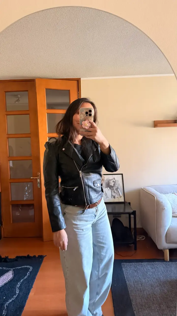 Chaqueta de cuero negra Mango estilo biker - 3