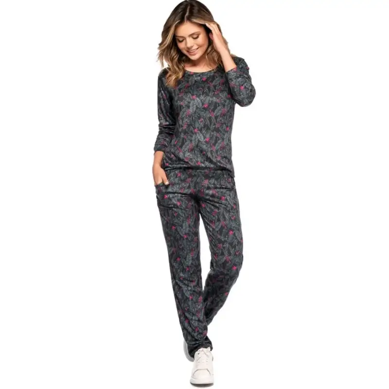 Pijama - multiuso de mujer estampado floral gris - 1
