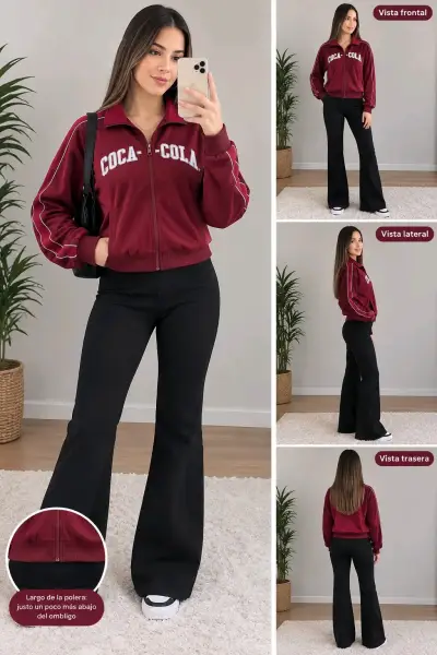 Chaqueta Coca-Cola burdeos con cierre - miniatura 1