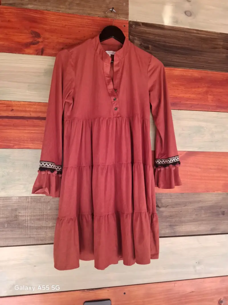 Vestido largo bohemio color terracota - 2