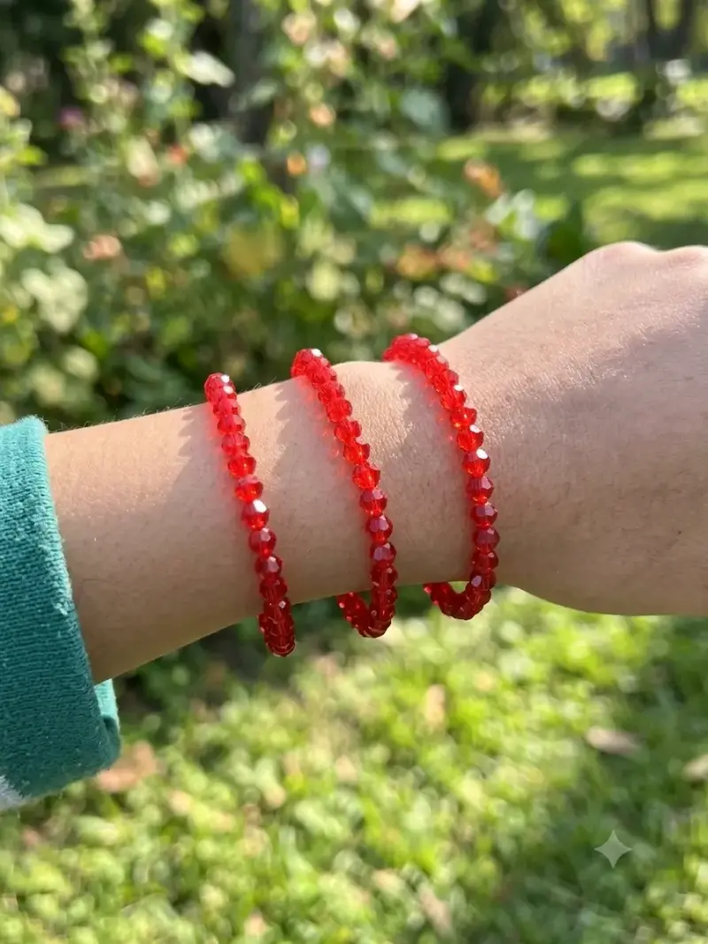 Pulseras de cristal rojo brillantes - 2