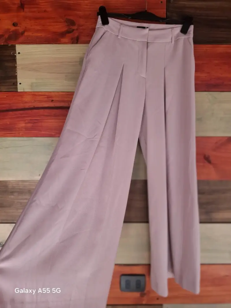 Pantalones anchos de mujer color lila - 1