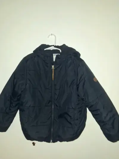 Chaqueta acolchada azul con capucha para niño - miniatura 1