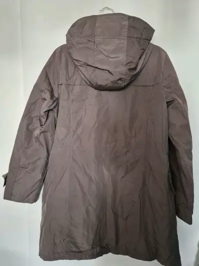 Parka impermeable marrón con capucha para mujer - miniatura 3