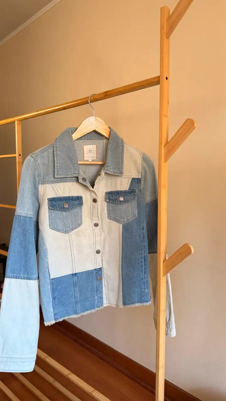 Chaqueta de mezclilla patchwork para mujer - 1
