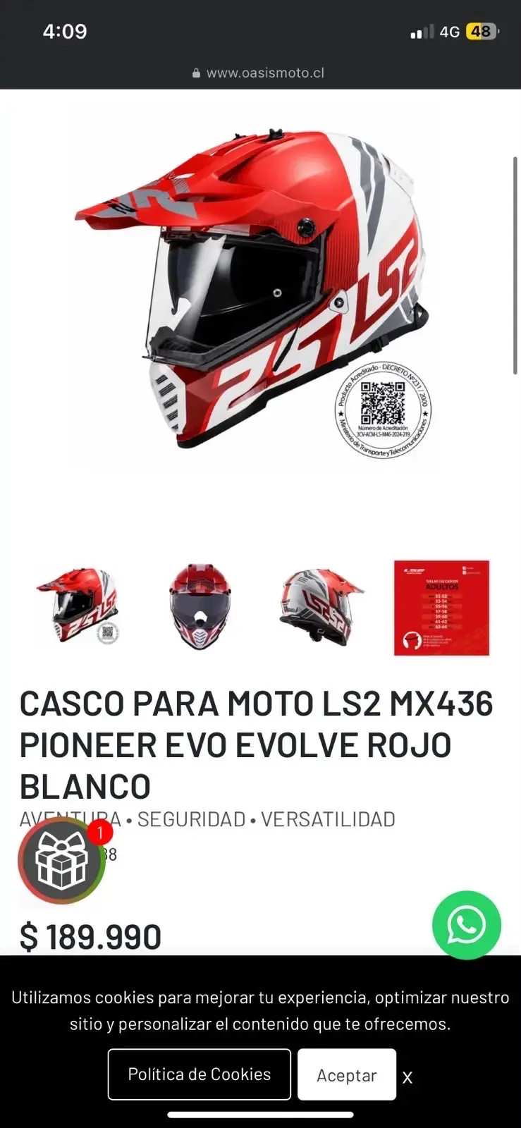 CASCO PARA MOTO LS2 MX436PIONEER EVO EVOLVE ROJO - 5