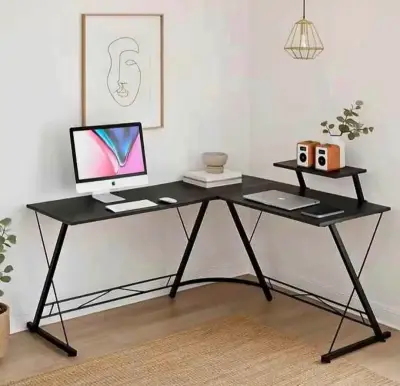 Escritorio Esquinero en L Negro Moderno - miniatura 1