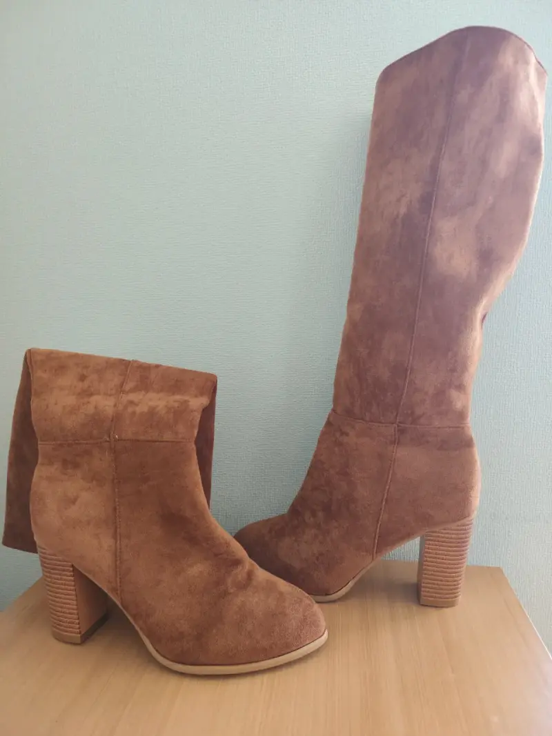 Botas de gamuza marrón con tacón alto - 3