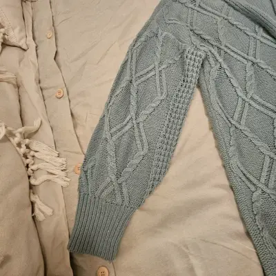 Cardigan tejido verde agua Basement - miniatura 2