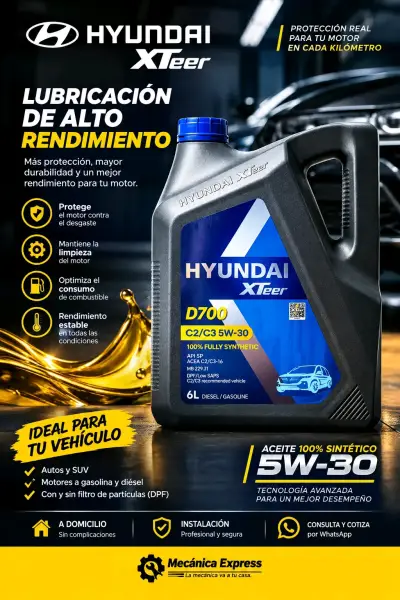 Aceite sintético Hyundai XTeer D700 5W-30 6L - miniatura 1