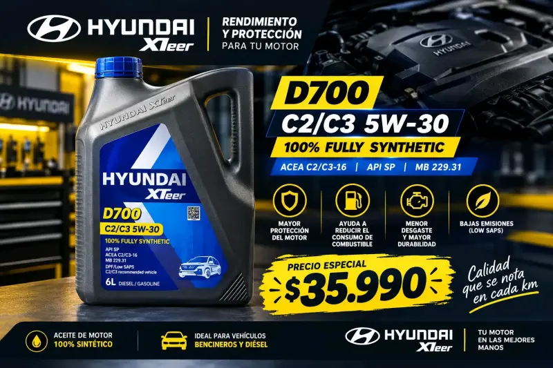 Aceite sintético Hyundai XTeer D700 5W-30 6L - 2
