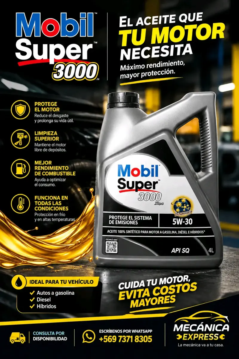 Aceite Sintético Mobil Super 3000 5W-30 4L