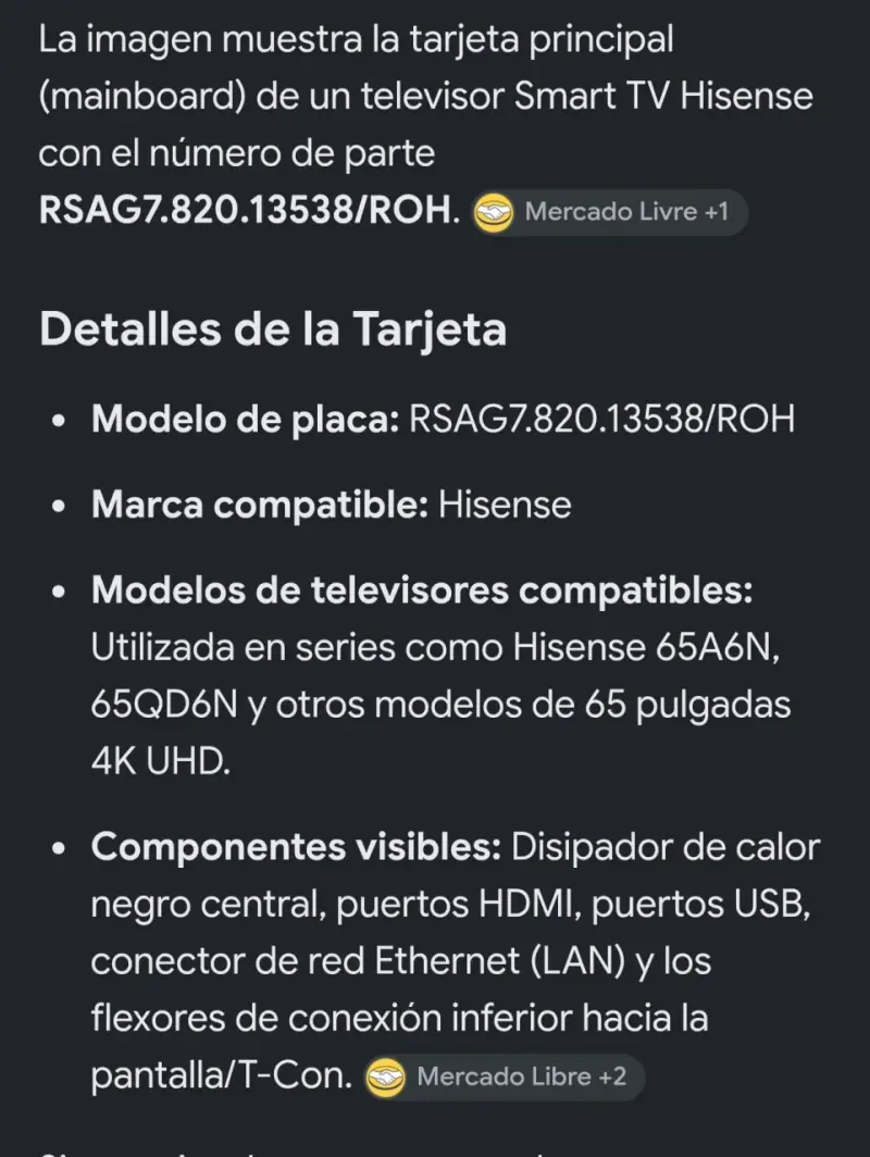 Tarjeta principal (Mainboard) Smartv HISENSE - 5