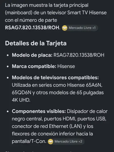 Tarjeta principal (Mainboard) Smartv HISENSE - miniatura 5