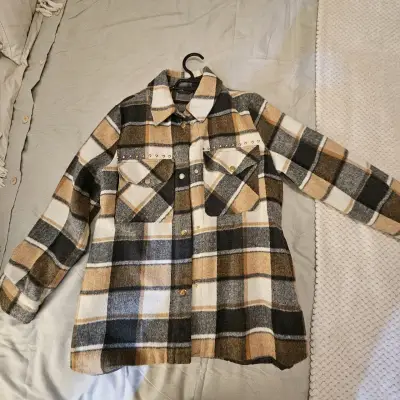Sobrecamisa de franela a cuadros con tachas - miniatura 1