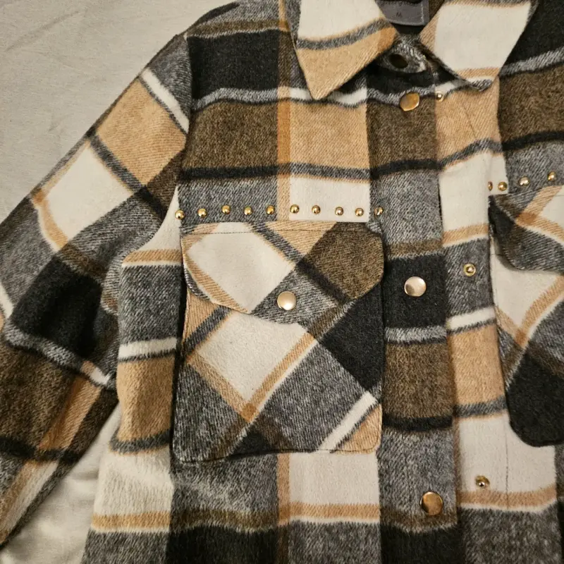 Sobrecamisa de franela a cuadros con tachas - 2