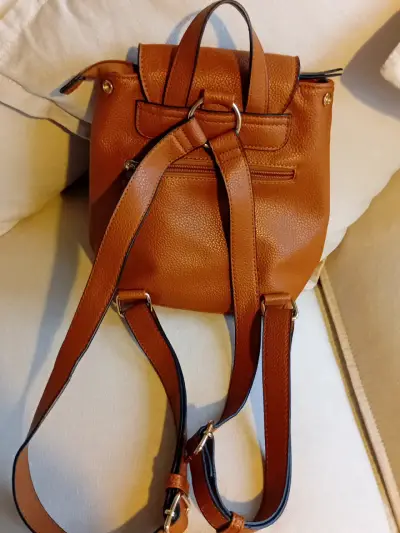 Mochila de cuero marrón Secret - miniatura 2