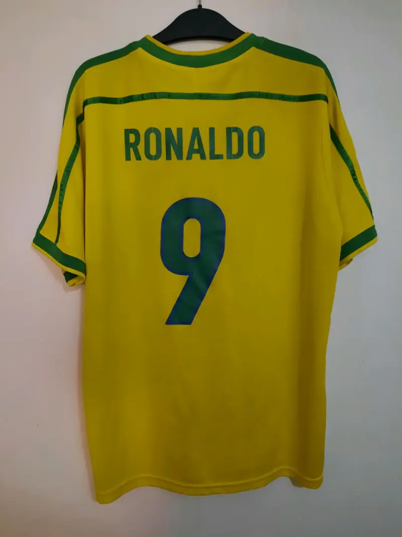 Camiseta de fútbol Brasil 1998 Ronaldo 9 amarilla - 2
