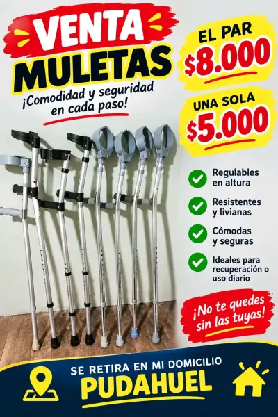Muletas ajustables cómodas y seguras - miniatura 1