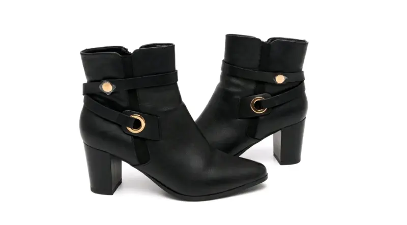 Botines Negros de Tacón Alto con Hebilla - 1