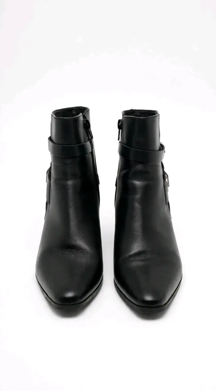 Botines Negros de Tacón Alto con Hebilla - 3