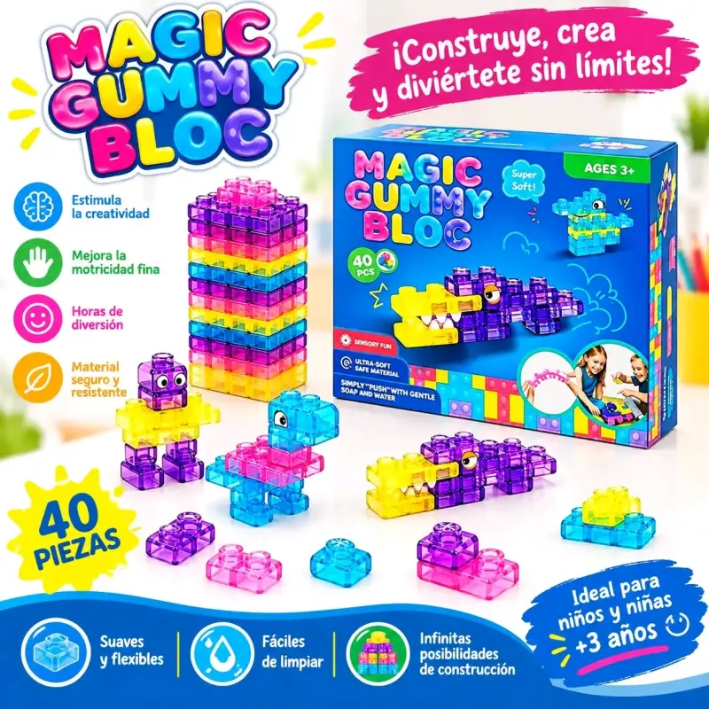 Bloques de Construcción Magic Gummy Bloc 40 Piezas