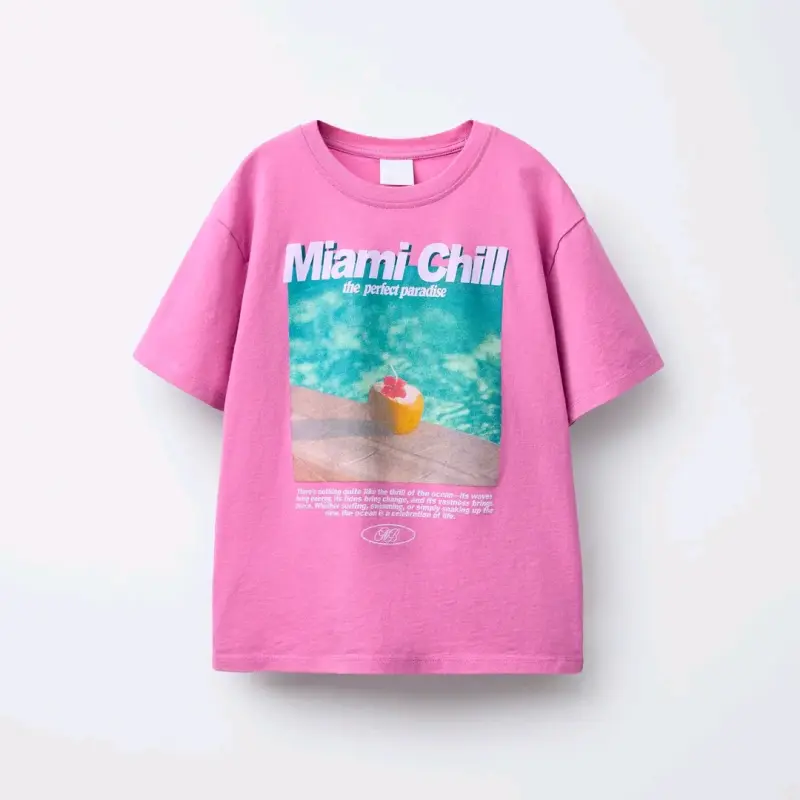 Polera rosa con estampado Miami Chill