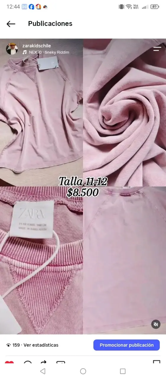 Polera rosa para niña Zara talla 11-12 - 1