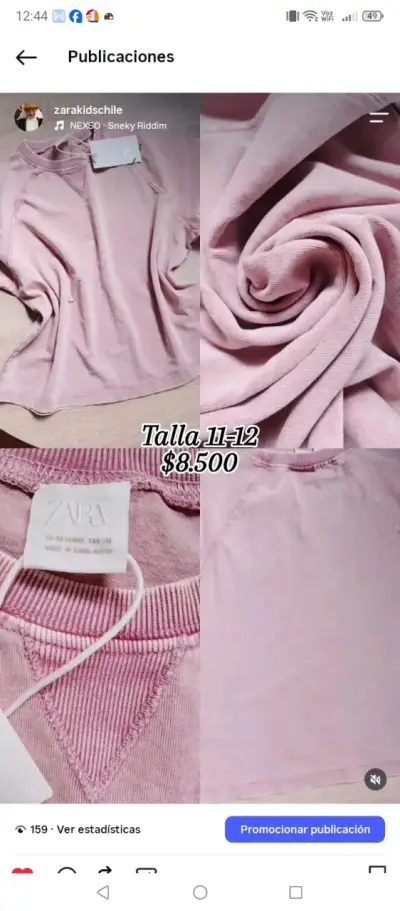 Polera rosa para niña Zara talla 11-12 - miniatura 1